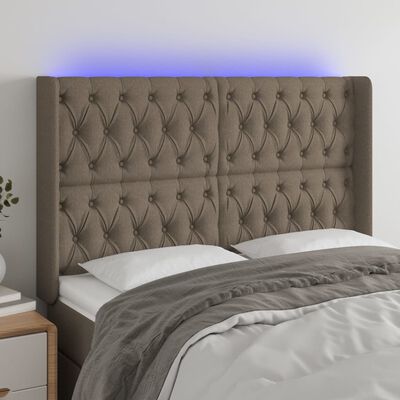 vidaXL LED-voodipeats, pruunikashall, 163x16x118/128 cm, kangas