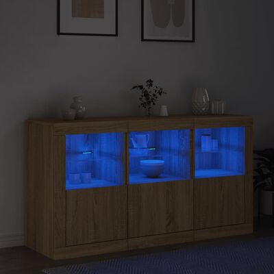 vidaXL puhvetkapp LED-tuledega, Sonoma tamm, 123 x 37 x 67 cm