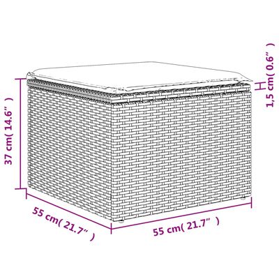 vidaXL 8-osaline aiadiivani komplekt patjadega, hall, polürotang