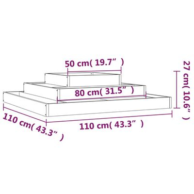 vidaXL taimekast, 110 x 110 x 27 cm, ebatsuuga puit