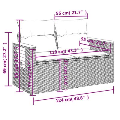 vidaXL 4-osaline aiadiivani komplekt patjadega, must, polürotang