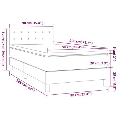 vidaXL kontinentaalvoodi madratsiga, LED, must, 90x200 cm, kunstnahk