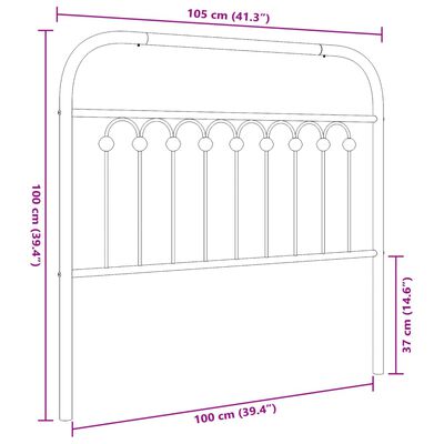 vidaXL metallist voodipeats, valge, 100 cm