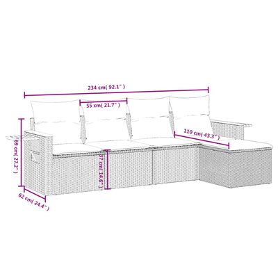 vidaXL 5-osaline aiadiivani komplekt patjadega, beež, polürotang