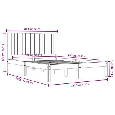 vidaXL LED-voodiraam, valge, 180 x 200 cm, täispuit