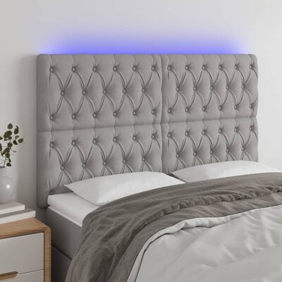 vidaXL LED-voodipeats, helehall, 144x7x118/128 cm, kangas