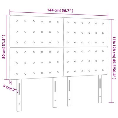 vidaXL LED-voodipeats, must, 144x5x118/128 cm, kangas