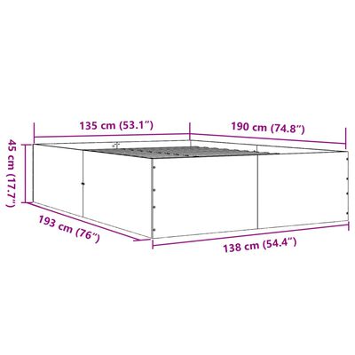 vidaXL voodiraam, must, 135x190 cm, teras ja tehispuit