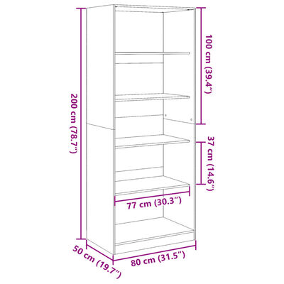 vidaXL garderoob betoonhall 80x50x200 cm puitlaastplaat