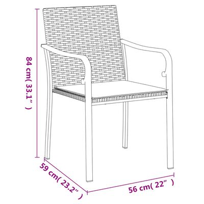 vidaXL 5-osaline aia söögimööbli komplekt istmepatjadega, rotang/teras