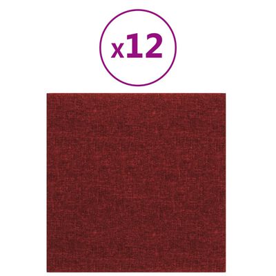 vidaXL seinapaneelid 12 tk, veinipunane, 30 x 30 cm, kangas, 1,08 m²