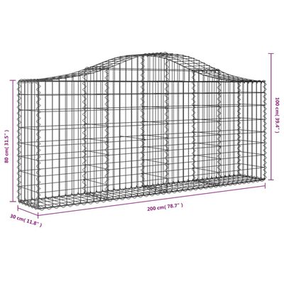 vidaXL kaarekujulised gabioonkorvid 3 tk, 200x30x80/100 cm, raud