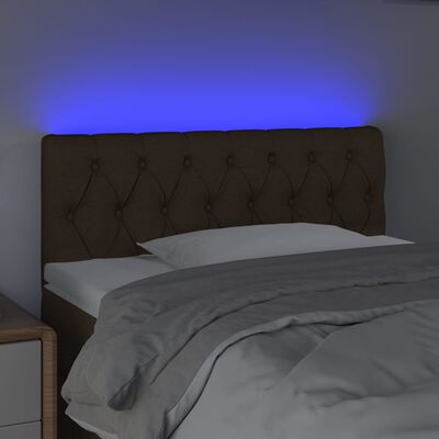 vidaXL LED-voodipeats, tumepruun, 100x7x78/88 cm, kangas