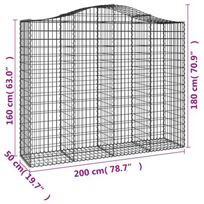 vidaXL kaarekujulised gabioonkorvid 5 tk, 200x50x160/180 cm, raud