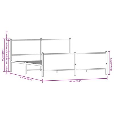 vidaXL metallist voodiraam ilma madratsita pruun tamm 183x213 cm