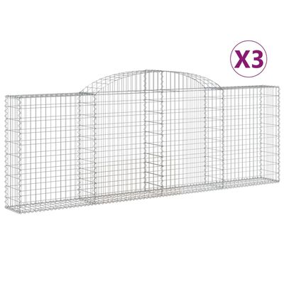 vidaXL kaarekujulised gabioonkorvid 3 tk, 300x30x100/120 cm, raud