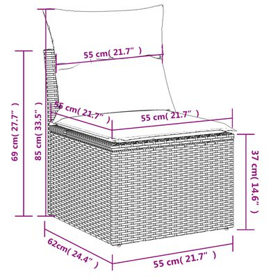 vidaXL 11-osaline aiadiivani komplekt patjadega, must, polürotang