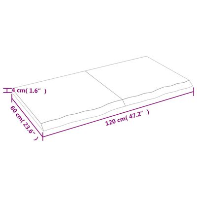 vidaXL vannitoa töötasapind, helepruun, 120x60x(2-4) cm, täispuit