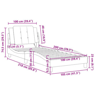 vidaXL voodiraam LED-tuledega, must, 100 x 200 cm, kunstnahk