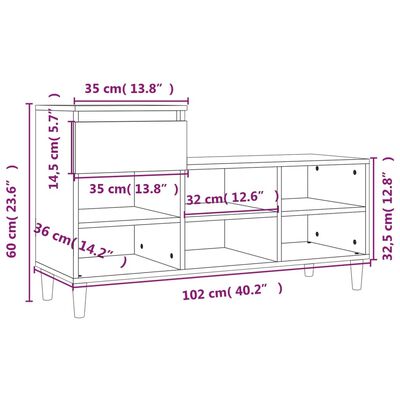 vidaXL kingakapp, Sonoma tamm, 102x36x60 cm, tehispuit