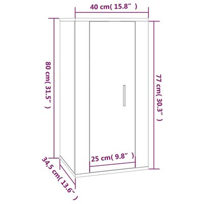 vidaXL seinale kinnitatav telerikapp, suitsutatud tamm, 40x34,5x80 cm