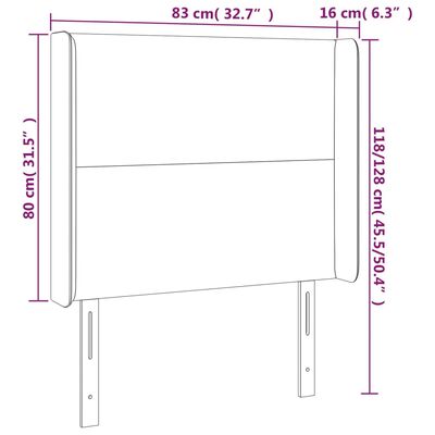 vidaXL LED-voodipeats, must, 83x16x118/128 cm, kunstnahk