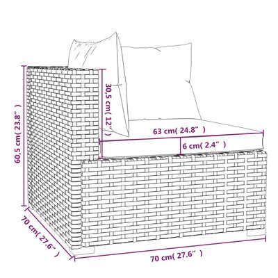 vidaXL 11-osaline aiamööbli komplekt patjadega, hall, polürotang