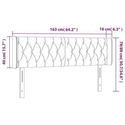 vidaXL LED-voodipeats, tumehall, 163x16x78/88 cm, kangas