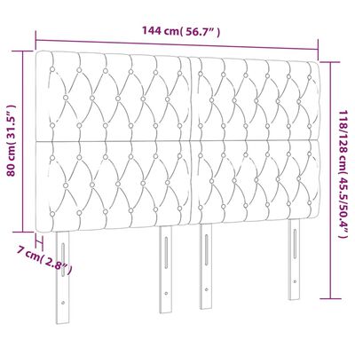 vidaXL LED-voodipeats, helehall, 144x7x118/128 cm, kangas