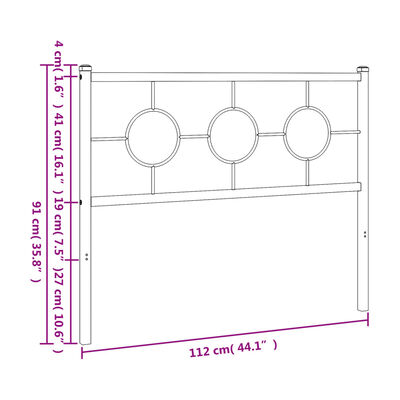 vidaXL metallist voodipeats, must, 107 cm