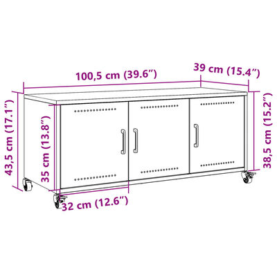 vidaXL telerikapp, oliiviroheline 100,5x39x43,5 cm külmvaltsitud teras