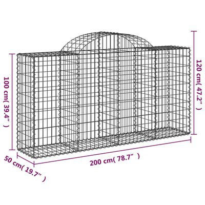 vidaXL kaarekujulised gabioonkorvid 12 tk, 200x50x100/120 cm, raud