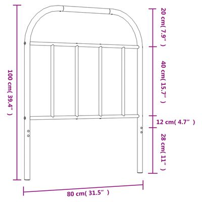 vidaXL metallist voodipeats, must, 75 cm