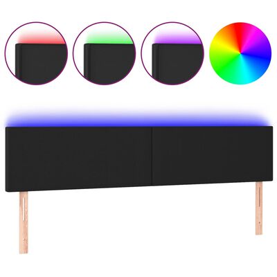 vidaXL LED-voodipeats, must, 200x5x78/88 cm, kunstnahk