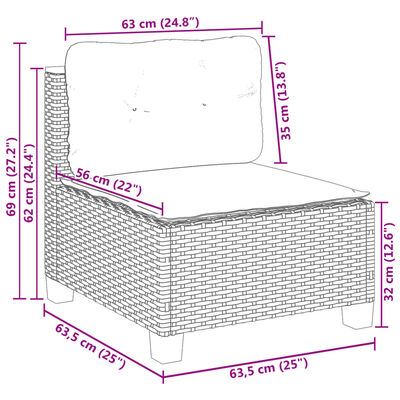 vidaXL 9-osaline aiadiivani komplekt patjadega, hall, polürotang