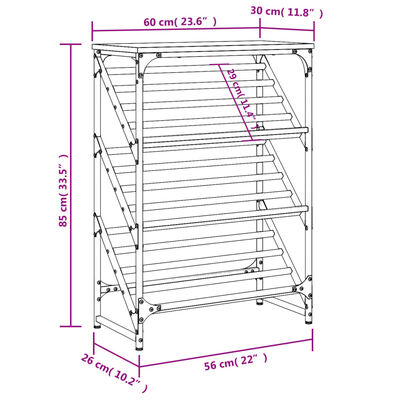 vidaXL kingariiul, suitsutatud tamm, 60 x 30 x 85 cm, tehispuit