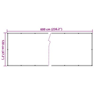 vidaXL rõdu privaatsuskate, antratsiithall, 600x120 cm, PVC