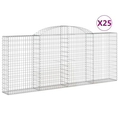 vidaXL kaarekujulised gabioonkorvid 25 tk, 300x30x120/140 cm, raud