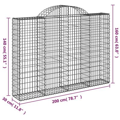 vidaXL kaarekujulised gabioonkorvid 15 tk, 200x30x140/160 cm, raud