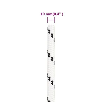 vidaXL punutud paadiköis, valge, 10 mm x 25 m polüester