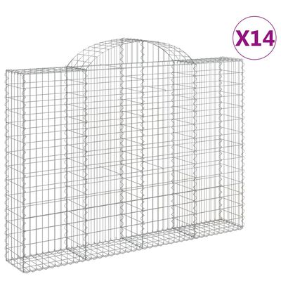 vidaXL kaarekujulised gabioonkorvid 14 tk, 200x30x140/160 cm, raud