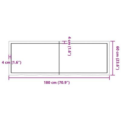 vidaXL lauaplaat, helepruun, 180 x 60 x (2-6) cm, töödeldud tammepuit