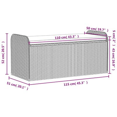 vidaXL hoiupink istmepadjaga, pruun, 115 x 51 x 52 cm, polürotang