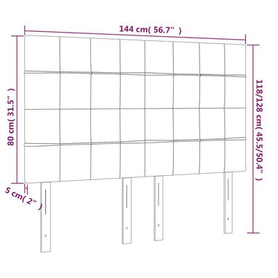 vidaXL LED-voodipeats, tumeroheline, 144x5x118/128 cm, samet