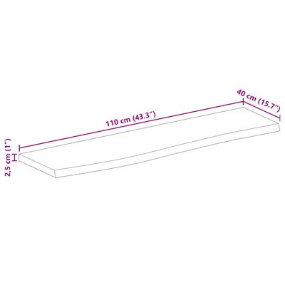 vidaXL lauaplaat, naturaalse servaga, 110 x 40 x 2,5 cm, mangopuit