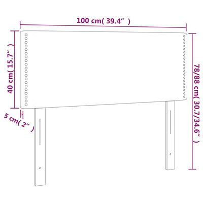 vidaXL voodipeats, tumehall, 100 x 5 x 78/88 cm, samet