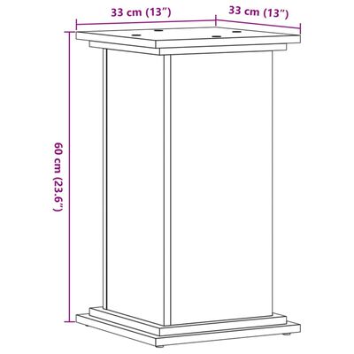 vidaXL taimealus, suitsutatud tamm, 33x33x60 cm, tehispuit