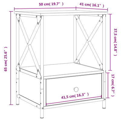 vidaXL öökapid 2 tk, hall Sonoma tamm, 50 x 41 x 65 cm, tehispuit