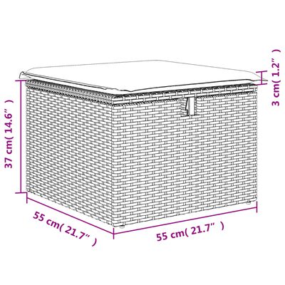 vidaXL 7-osaline aiadiivani komplekt patjadega, hall, polürotang