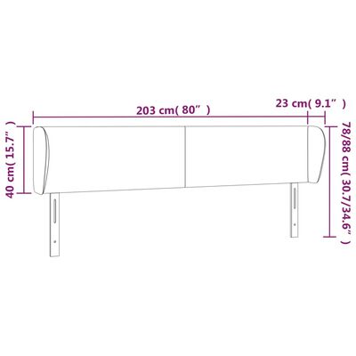 vidaXL voodipeats servadega, tumehall, 203x23x78/88 cm, samet